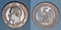 FRENCH MODERN COINS 10 centimes 2e empire (1852-1870). tête nue -
