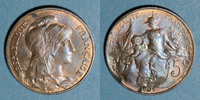 FRENCH MODERN COINS 5 centimes 3e république (1870-1940). Dupuis, -