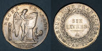FRENCH MODERN COINS 6 livres Convention (1792-1795). Ecu de 2e semestre -