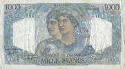 NOTES OF THE BANQUE DE FRANCE 1000 francs Banque de France. Billet. Minerve et Hercule, -