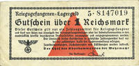 GERMANY 1 mark Allemagne. Camps allemands de prisonniers de guerre 1939-1945. Billet. -