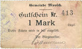 FRENCH EMERGENCY NOTES 1 mark Moosch (68). Commune. Billet. . Papier blanc. Cachet communal 2e empire -