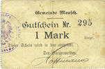FRENCH EMERGENCY NOTES 1 mark Moosch (68). Commune. Billet. . Papier blanc. Cachet communal allemand -