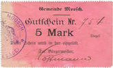 FRENCH EMERGENCY NOTES 5 mark Moosch (68). Commune. Billet. . Papier rose. Cachet communal français -