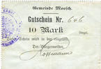 FRENCH EMERGENCY NOTES 10 mark Moosch (68). Commune. Billet. . Papier gris verdâtre. Cachet communal allemand -