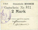FRENCH EMERGENCY NOTES 2 mark Moosch (68). Commune. Billet. . Carton blanc. Cachet communal français -