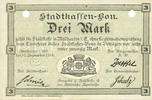 FRENCH EMERGENCY NOTES 3 mark Mulhouse (68). Ville. Billet Annulé par double perforation -