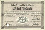 FRENCH EMERGENCY NOTES 5 mark Mulhouse (68). Ville. Billet Annulé par perforation -