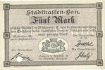 FRENCH EMERGENCY NOTES 5 mark Mulhouse (68). Ville. Billet Annulé par perforation -