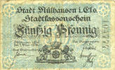 FRENCH EMERGENCY NOTES 50 pfennig Mulhouse (68). Ville. Billet Type avec double numérotation. Non annulé -