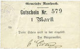 FRENCH EMERGENCY NOTES 1 mark Ranspach (68). Billet. . Cachet communal allemand -
