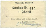 FRENCH EMERGENCY NOTES 1 mark Ranspach (68). Billet. . Cachet communal allemand -