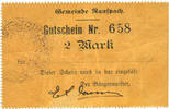 FRENCH EMERGENCY NOTES 2 mark Ranspach (68). Billet. . Cachet communal allemand inversé ! -