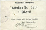 FRENCH EMERGENCY NOTES 1 mark Ranspach (68). Billet. . Cachet communal allemand -