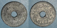 OLD FRENCH COLONIES 20 centimes Tunisie. Ahmed II, bey (1348-1361H = 1929-1942). 1942 -