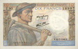 NOTES OF THE BANQUE DE FRANCE 10 francs Banque de France. Billet. mineur, -