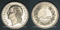 FRENCH MODERN COINS 5 francs Gouvernement provisoire (1944-1947). Lavrillier aluminium -