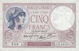 NOTES OF THE BANQUE DE FRANCE 5 francs Banque de France. Billet. violet, 19.10.1939, modifié -