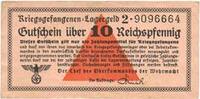GERMANY 10 pfennig Allemagne. Camps allemands de prisonniers de guerre 1939-45. Billet. -
