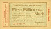 GERMANY - EMERGENCY NOTES (1914-1923) K - Z Mayen. Kreis. Emission des séparatistes. Billet. 1 billion mk avec timbre sec - 1.4.1924 -