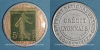 FRENCH EMERGENCY COINS 5 centimes Crédit Lyonnais. (vert/rose) -