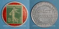 FRENCH EMERGENCY COINS 5 centimes Crédit Lyonnais. (vert/rouge) -