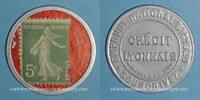 FRENCH EMERGENCY COINS 5 centimes Crédit Lyonnais. (vert/rouge) -