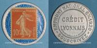 FRENCH EMERGENCY COINS 10 centimes Crédit Lyonnais. (rouge/bleu) -