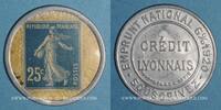 FRENCH EMERGENCY COINS 25 centimes Crédit Lyonnais. (bleu/blanc) -