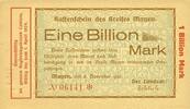 GERMANY - EMERGENCY NOTES (1914-1923) K - Z Mayen. Kreis. Emission des séparatistes. Billet. 1 billion mk avec timbre sec - 1.4.1924 -