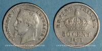 FRENCH MODERN COINS 50 centimes 2e empire (1852-1870). tête laurée Strasbourg -