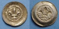 ALSACE Pfennig Strasbourg. Municipalité. au lis biface (14e siècle). R/: buste d'évêque -