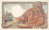 NOTES OF THE BANQUE DE FRANCE 20 francs Banque de France. Billet. pêcheur, -