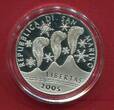 San Marino 5 Euro Silber 2005 Olympische Winterspiele Turin 2006 proof in capsule with certificate, orig. packaging