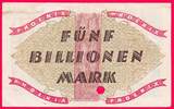 Deutsches Reich  Düsseldorf / Rheinland Gutschein ueber 5 Billionen Mark 10.11.1923, entwertet gebraucht, entwertet (siehe Bilder)