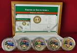 Südafrika Set von 5 Medaillen 2010 Friends of South Africa - The Baby Five BU with coa & wooden box