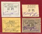 Liebstadt in Ostpreußen Notgeld 4 x 10 Pf, 4 x 1/2 Mark 5 stück 50 Pf - 3 Mark o.J. Wilczkowo heute, Polen interessanter komplettsatz I-