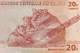 Demokratische Republik Kongo Congo 20 Francs 1997 Specimen 000 Seriennummer Löwe Lion UNC.