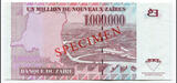 Zaire 1000000 Nouveaux Zaires 20. 10. 1996 Mobutu Specimen Ser. 0000 UNC.