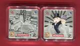 Niue Islands, Niue Inseln 2 x 2 Dollar Silbermünzen 2013 Monopoly © 2 x 1 OZ Silver Coin Set - New Zealand Mint Proof colorated (slightly toned) w. original pack.