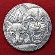 Niue Islands 1 Dollar Silbermünze 2015 Snow Leopard, Schneeleopard mit Swarovski Elementen - Serie: Wildlife Family Antique Finish with wooden box, coa & carton