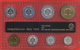 DDR Kursmünzensatz 1989 KMS 1 Pfennig bis 2 Mark, Brandenburg Tor BU Coin Set plastic slightly used