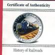Liberia 5 Dollar Silbermünze mit Farbauflage 2011 HISTORY OF RAILROADS - Rocky Mountaineer proof coa