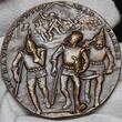 Deutschland Karl Goetz Bayern Bronze Gußmedaille Cast Absetzung von König Ludwig III. 1918, Flucht in Zivil aus dem Palast As Cast small edge filing
