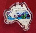 Australien 1 Dollar Silbermünze - 1 oz Silver Coin OVP 2016 Australian Map Shaped Coin - Great White Shark - Weißer Hai BU colorated (slightly toned) with orig. packaging