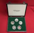 Deutschland, Österreich - ÜBER 230 Gramm Silber! 5 Silbermedaillen mit Farbapplikation ohne Jahr Die schönsten Paradiesvögel - 925er Sterling Silber - Birds of Paradise proof* with box
