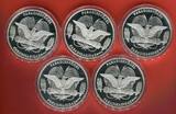 Deutschland, Österreich - ÜBER 230 Gramm Silber! 5 Silbermedaillen mit Farbapplikation ohne Jahr Die schönsten Paradiesvögel - 925er Sterling Silber - Birds of Paradise proof* with box