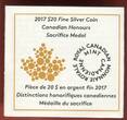 Kanada 20 Dollars Silbermünze 2017 Canadian Honours Sacrifice Medal - Kanadische Ehrenopfermedaille 1917 - 2017 proof in capsule, certificate, box, carton