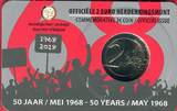 Belgien 2 Euro Gedenkmünze 2018 50 Jahre Studentenrevolte 1968 - 2018 BU in Coin-Card