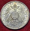 Württemberg State of German Empire 2 Mark Silbermünze Kursmünze 1914 ,Kursmünze, König Wilhelm II. J. 174 USA unc